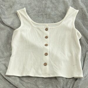 Women’s Cream Ribbed Button-Front Tank Top